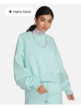 NIKE (Like New) Aqua Phoenix Fleece Top; High Waist, Wide Slit Leg